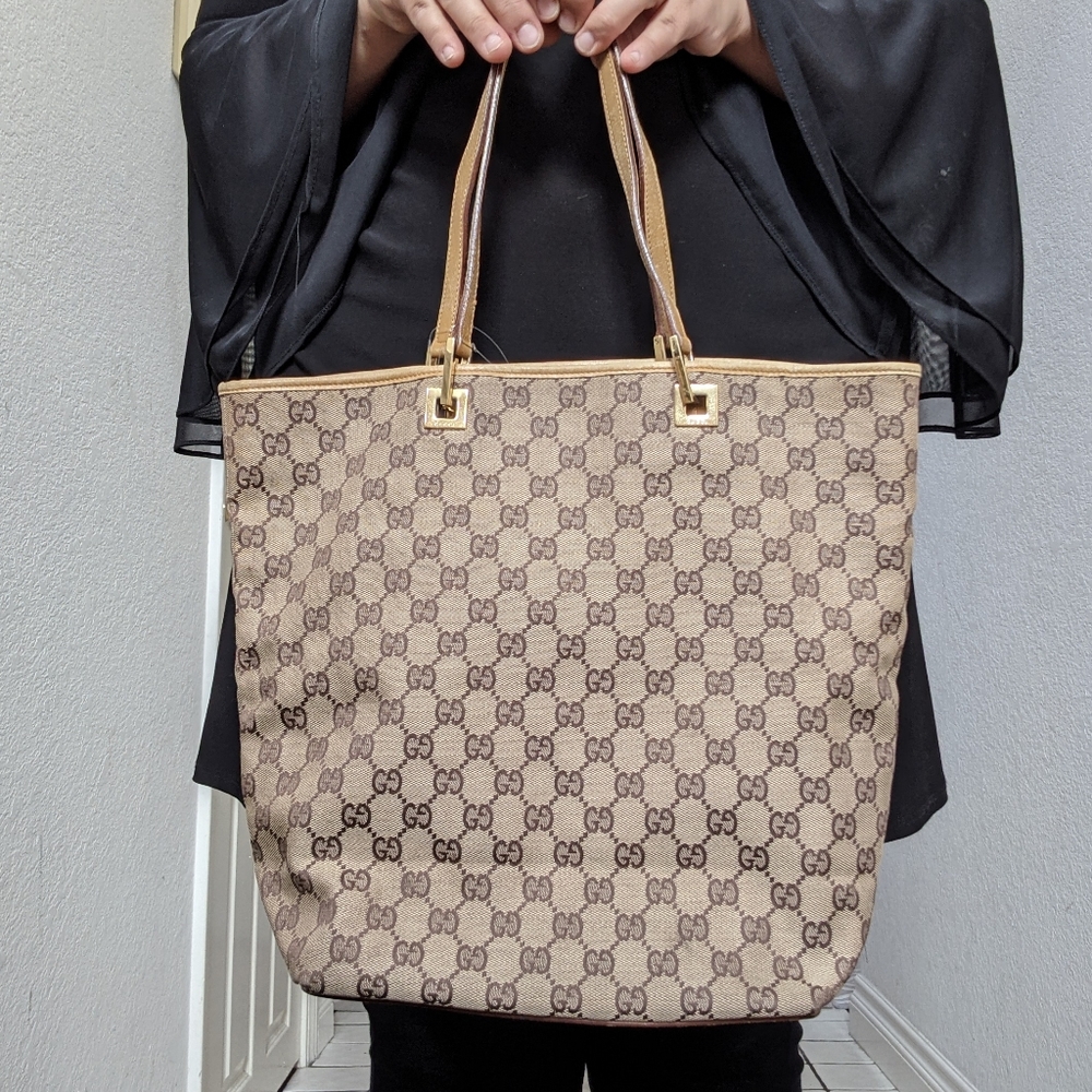 Gucci Tote Bag GG Canvas Browns Canvas